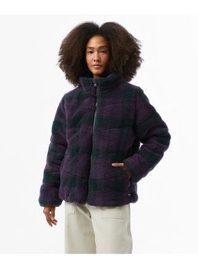 Vans Sherpa Fleece Jacket Purple Plaid Women’s Medium NWT